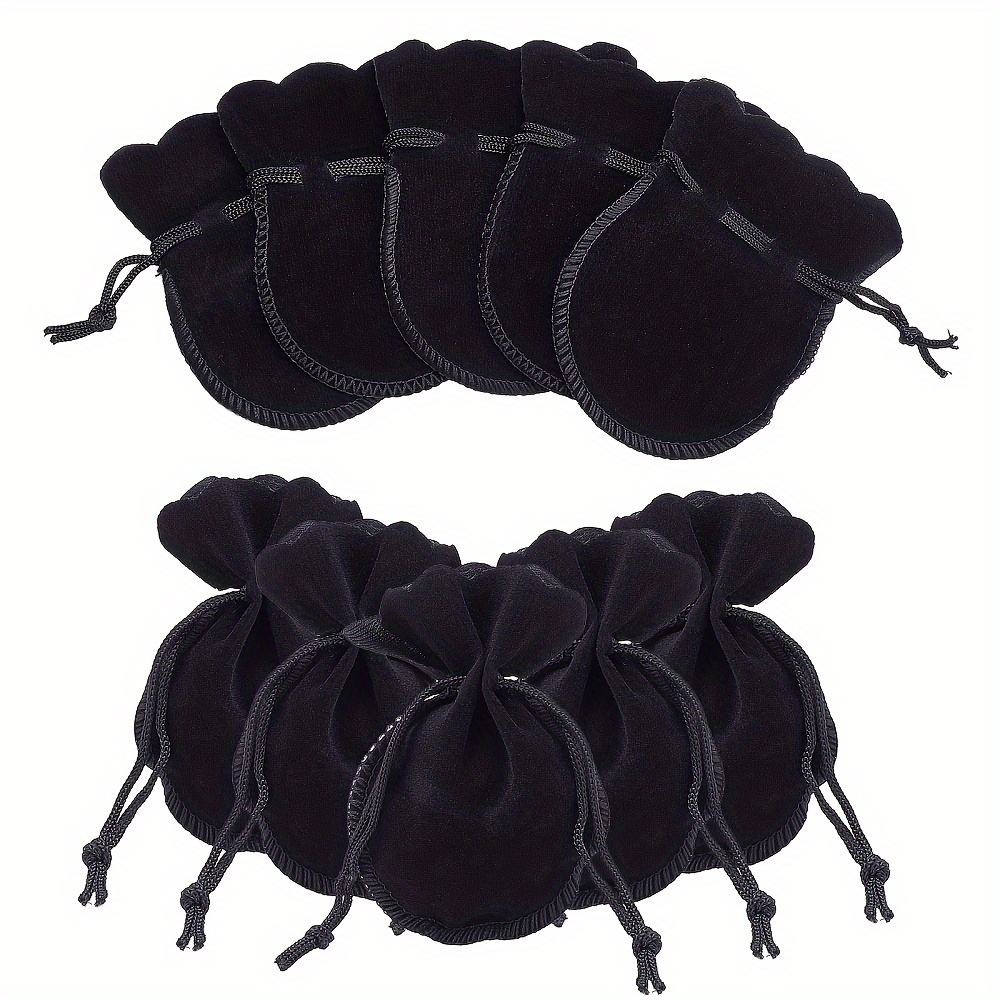 

100pcs Sacs en Velours Noir à Cordon, 9.5x7.5cm - Pochettes de Rangement et d'Emballage en Tissu avec Réglable pour Bijoux, Cadeaux ou Objets, Pochettes pour Bijoux