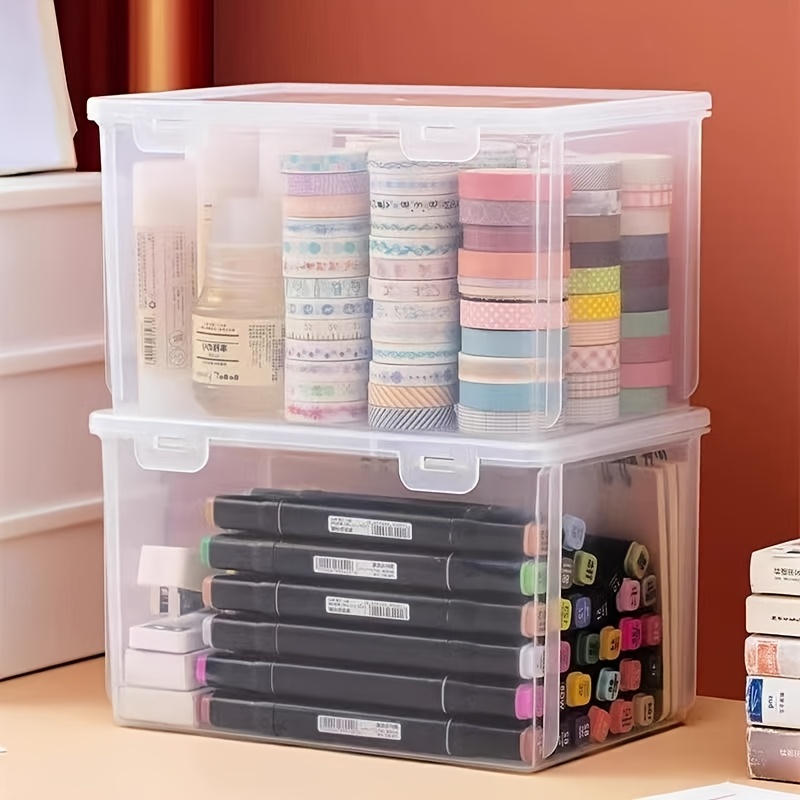 *. Große, transparente Aufbewahrungsbox aus Kunststoff, Schreibtisch-Organizer, benutzerfreundlich, rechteckiges *-Design, Mehrzweck für Home Office, Schule, Schreibtisch-Ordner, stapelbares Design *