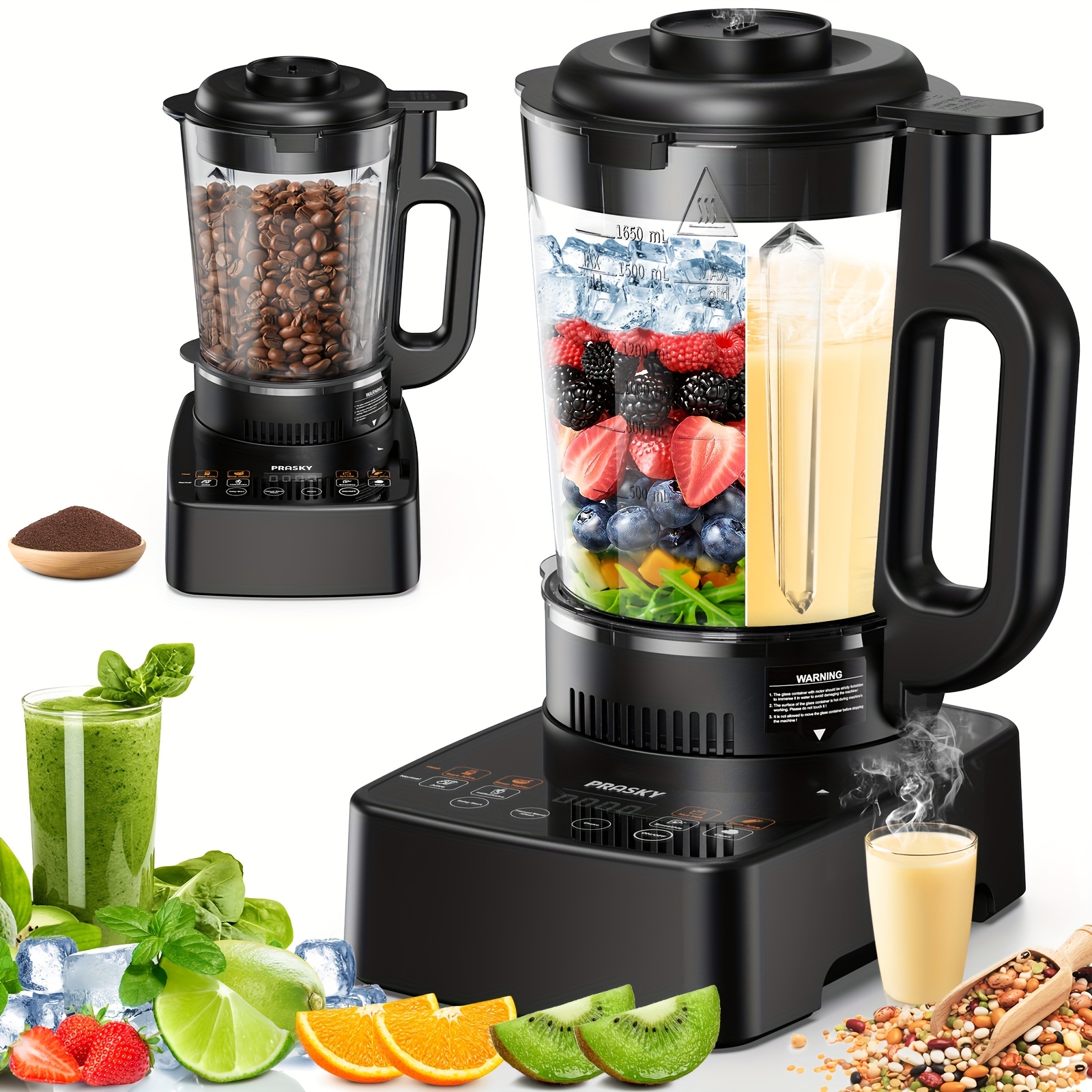 [free 600ml ] 10-in-1 Professional Blender - 60oz Glass Heating Blender & Soy Milk Maker, 24h Delay Timer, , High Processors Blender For Smoothies, Soups, Nut Milk, Juices, , And Shakes