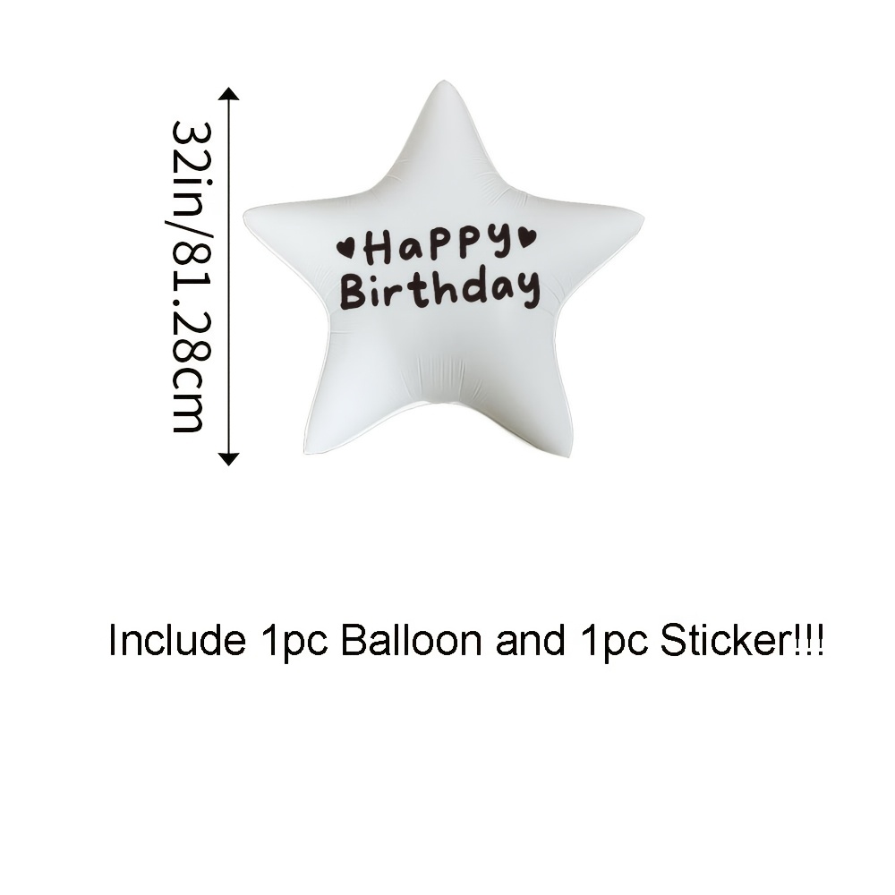Image of 32-inch White Balloon Happy Birthday Birthday Sticker Set Camping Theme Party Backdrop Decoration Graduation Bride Gift Party Background Decor Wedding Birthday Party Supplies