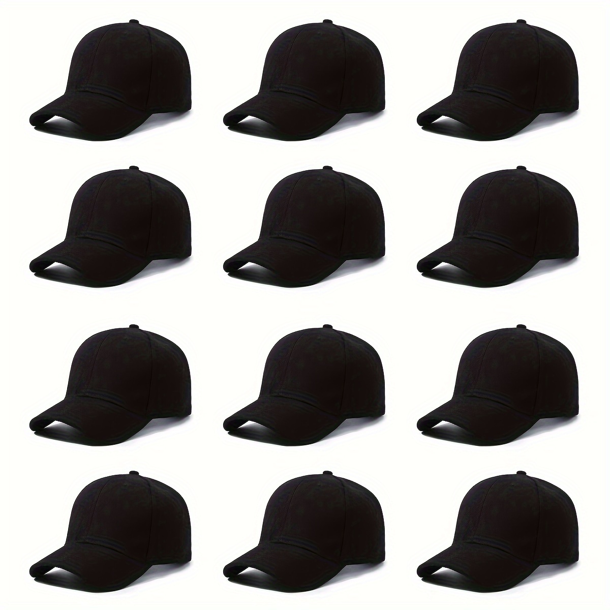 

Urban Style 12-pack Polyester Baseball Caps With 100% Polyester Composition, Adjustable Fit, Woven Craftsmanship, Sun Protection Feature - Unisex For All Seasons