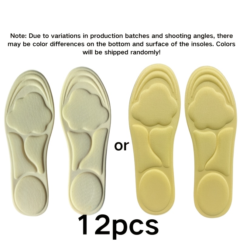 TEMU 6 Pairs (12pcs) Breathable Comfortable Insoles, Women's High Heels, Sports Shoes, Casual Insoles, Shoe Additions, Women' Shoe Additions, Colors