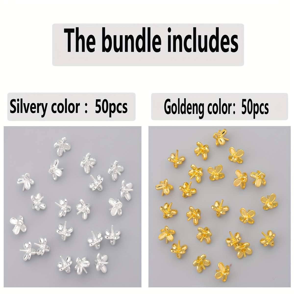 Image of 100pcs/50pcs Clover Pendant Charms Spacer Beads And Spacers For Diy Bracelets, Necklaces, Earrings, Jewelry Making Accessories