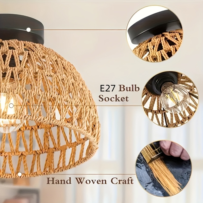 Unique Handwoven Hemp Rope Ceiling Light