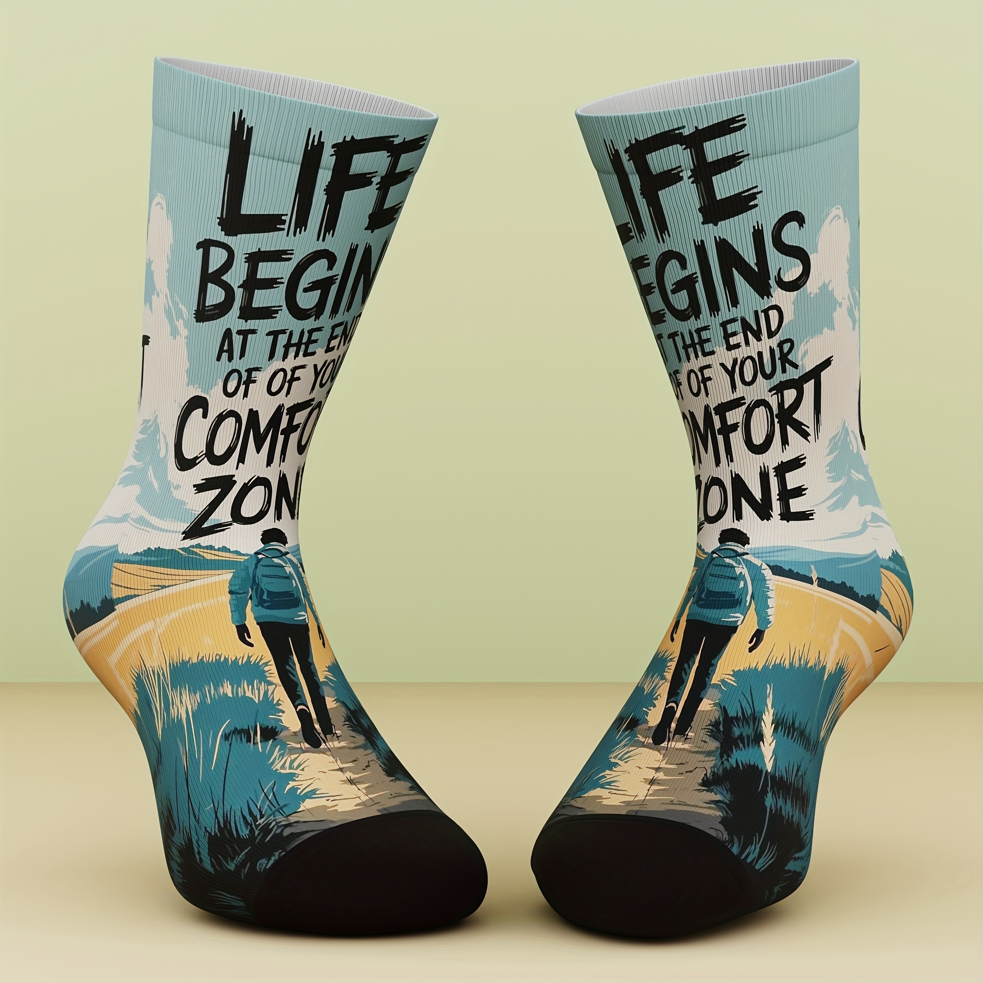 TEMU A Pair Of Unisex Socks, Pattern, Fresh And Bright, Fashionable And Comfortable, Sock Gift, Suitable For Outdoor Sports, Machine Washable, 3d