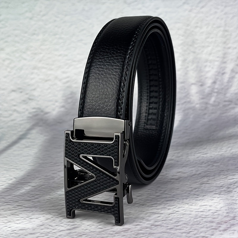 TEMU A -shaped Alloy Automatic , With A 3.5cm Wide Black Belt, Is A Stylish Accessory Suitable For Casual Pants, Jeans, Party Events, Holiday Gifts,