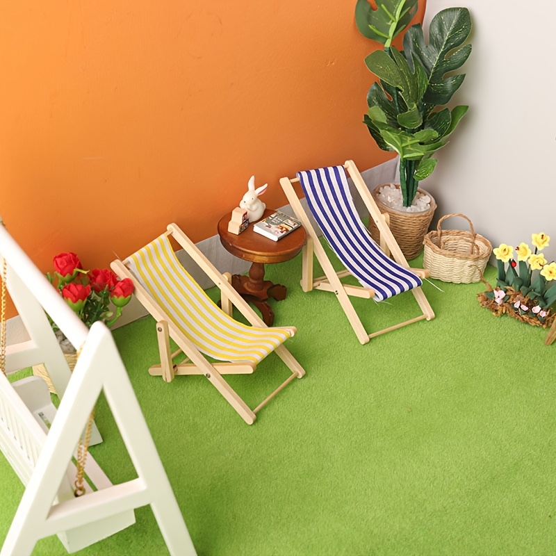 

1pc Canapé Pliable Miniature - Chaise de Plage Polyvalente pour Intérieur/Extérieur, Ornement en Bois à Thème Anime