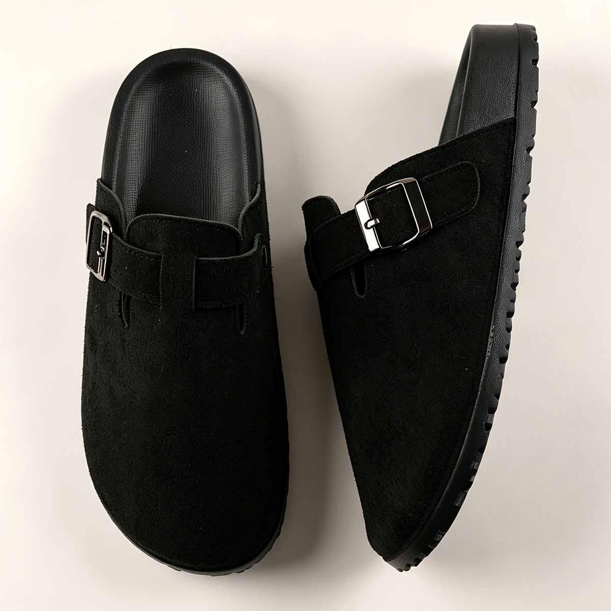 TEMU Chaussures Mule Décontractées pour Hommes , Grande Taille avec Large Boîte de Bout et Intérieur Spacieux, Fermeture à Boucle Réglable, Bout Rond