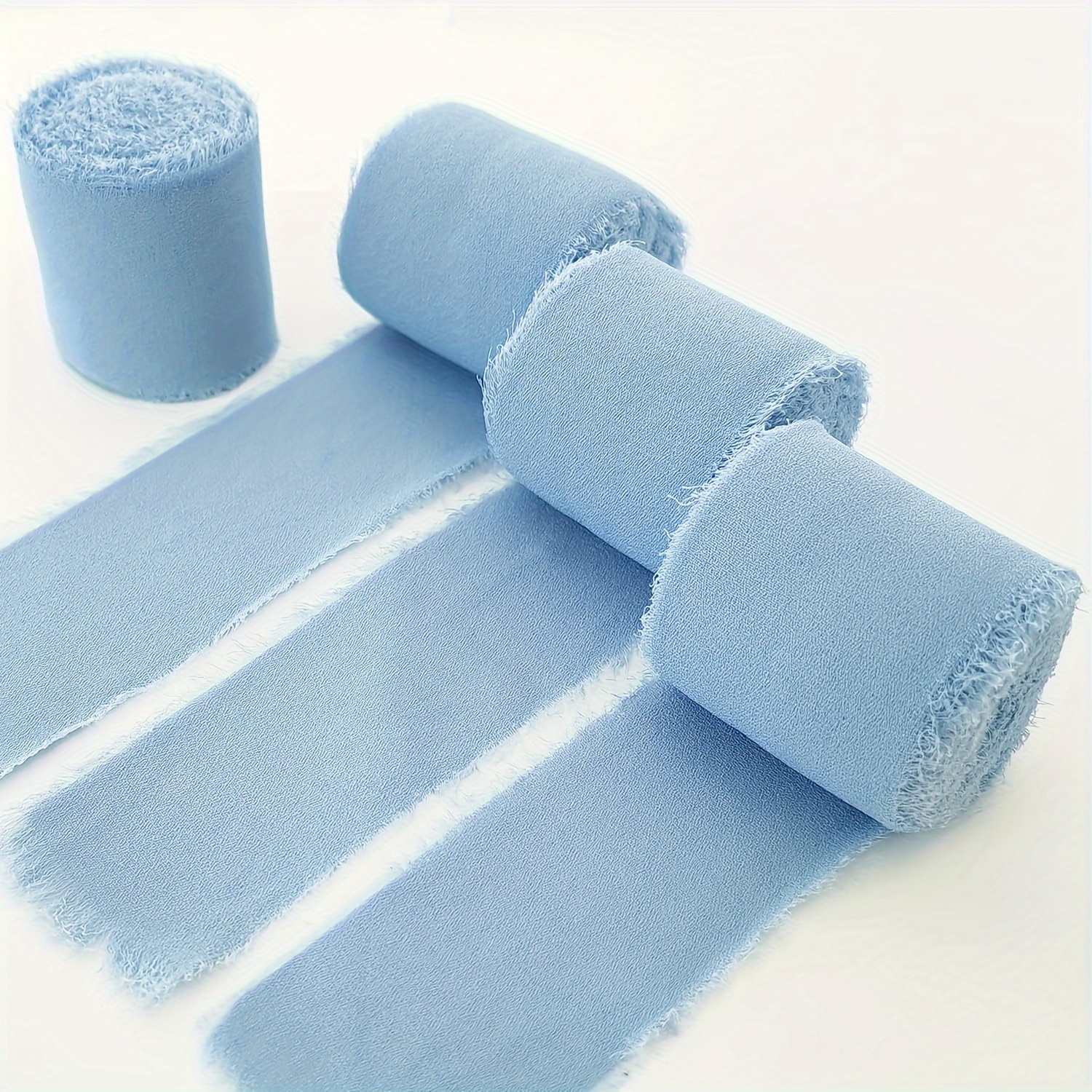 

Blue Chiffon Ribbon Set, Frayed Edges, 3 Rolls, 1.5" X 21 Yards - Perfect For Wedding Invitations, Bridal Bouquets & Gift Wrapping