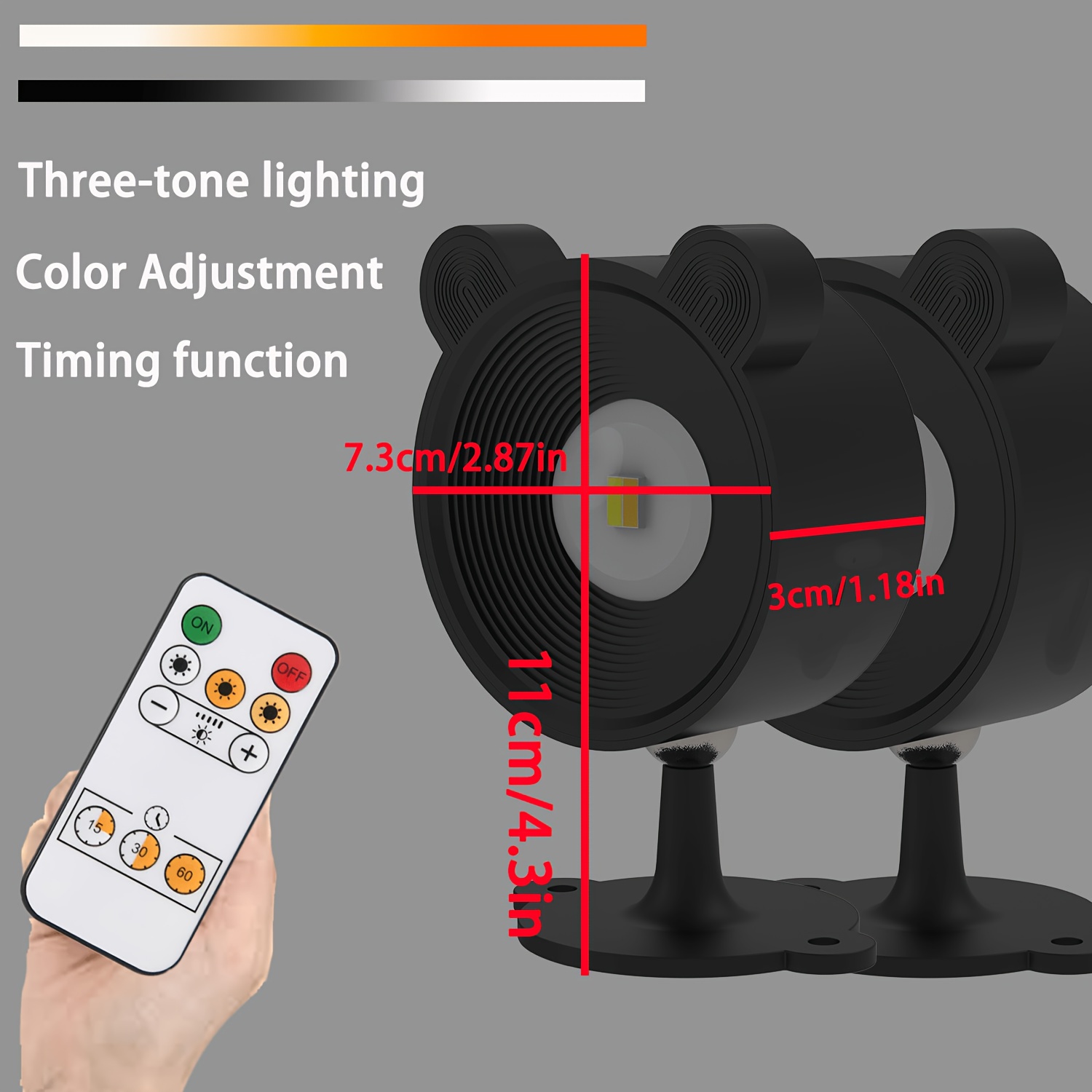 Image of Led Wall Lamp, Wall Lamp 1/2pcs, With 2000mah Rechargeable Battery, 3 Color Temperatures And Dimmable Magnetic 360° Rotation, With Remote Control, Cordless Wall Lamp, Suitable For Reading Bedside
