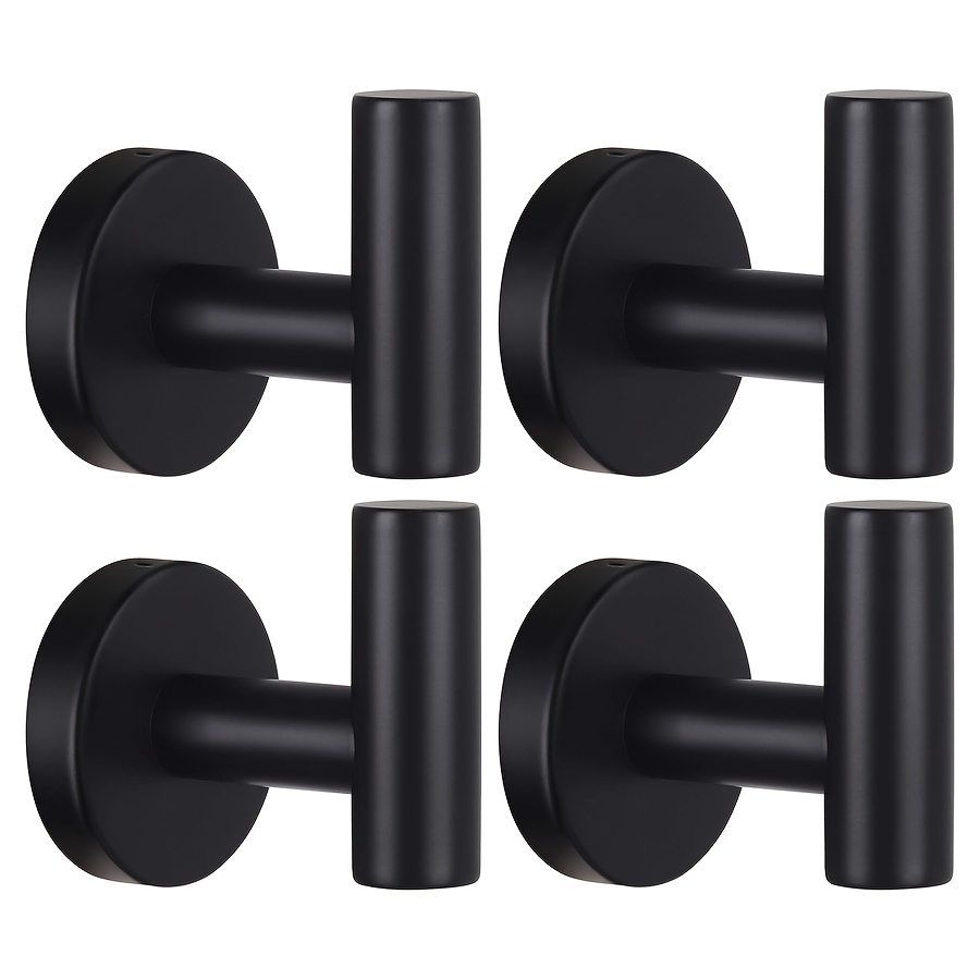 E-shop 4 Stück Handtuchhaken, Matt Schwarz Goldener Mantel- Hut-Haken, Edelstahl Wandmontage Schwerlast-Haken für Badezimmer, Küche, Schlafzimmer,