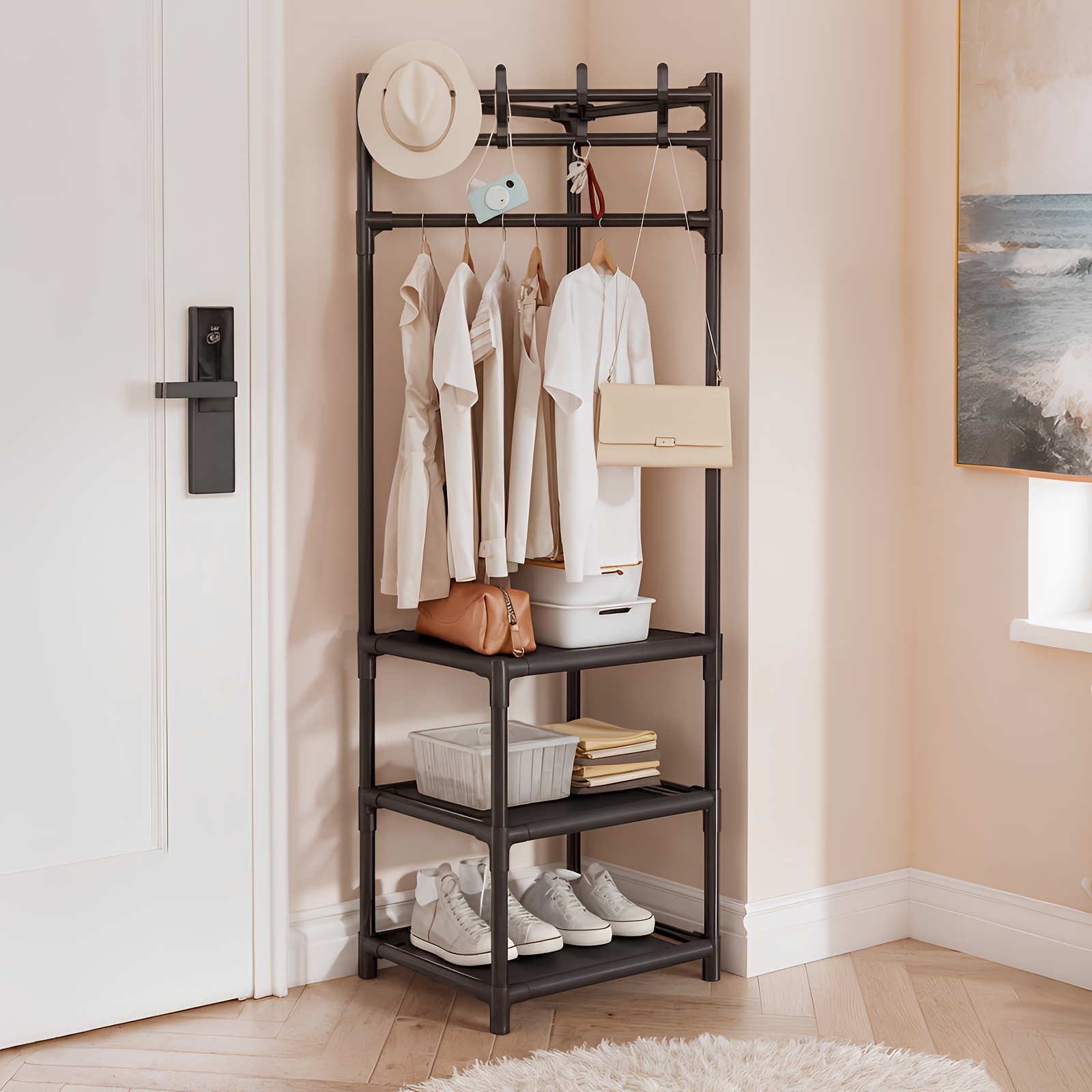 Estante Perchero Pared Perchero Hierro Negro Estante Pared