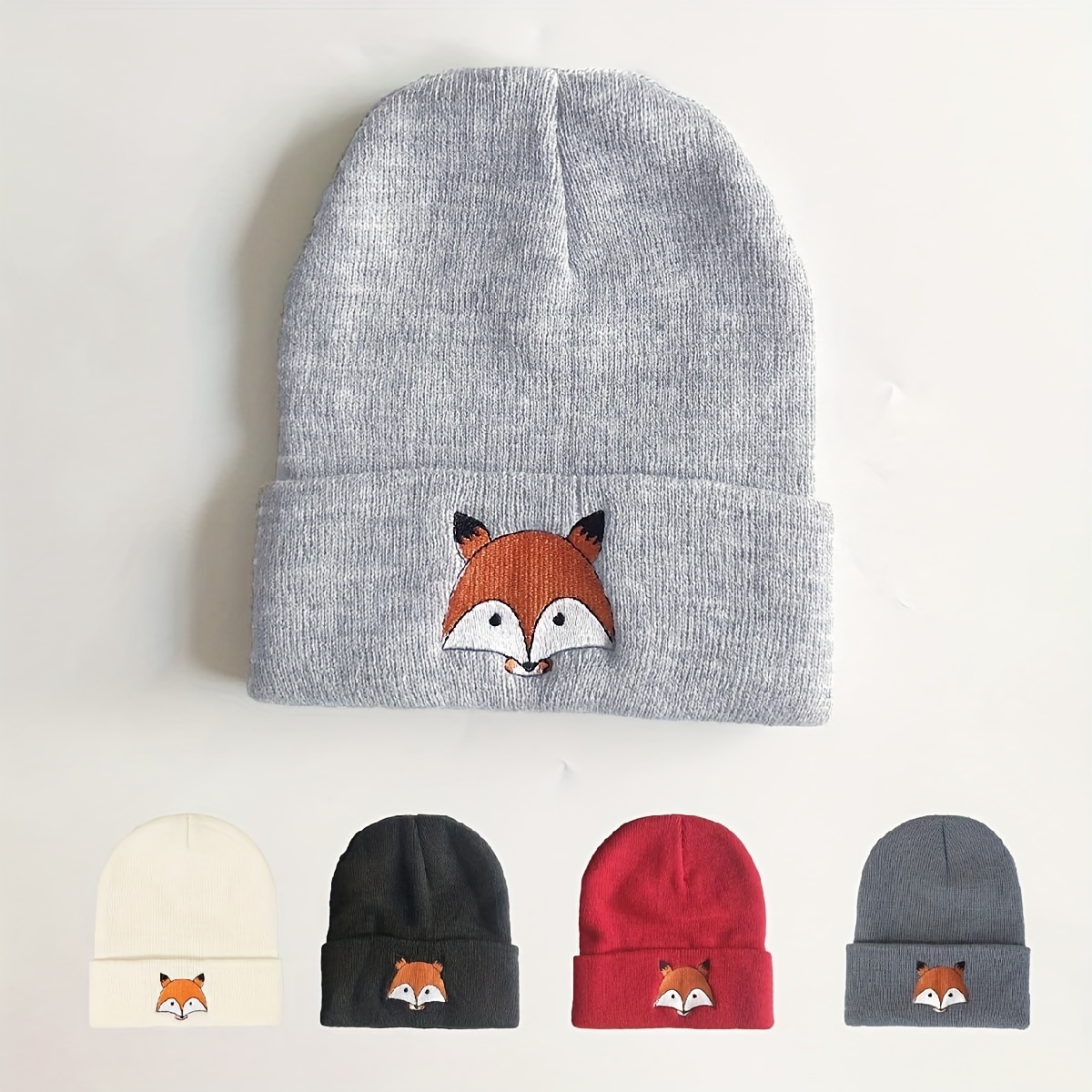

Fox Knitted , Cap And , Unisex Hat, , Washable, Y2k , For