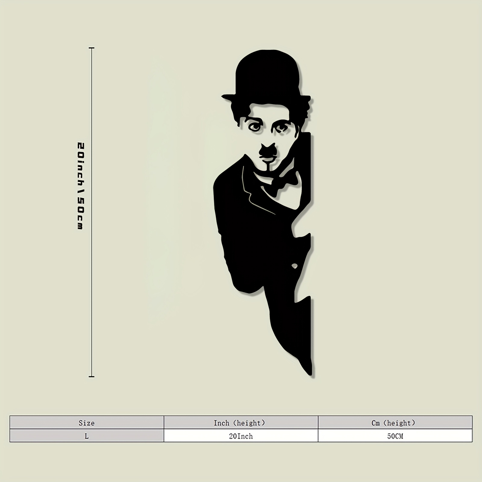 TEMU 1pc Chaplin Metal Wall Art - Modern Black Iron Sculpture Mural, Retro Living Room Decor, Unique Christmas Gift For Boys And Movie Enthusiasts,