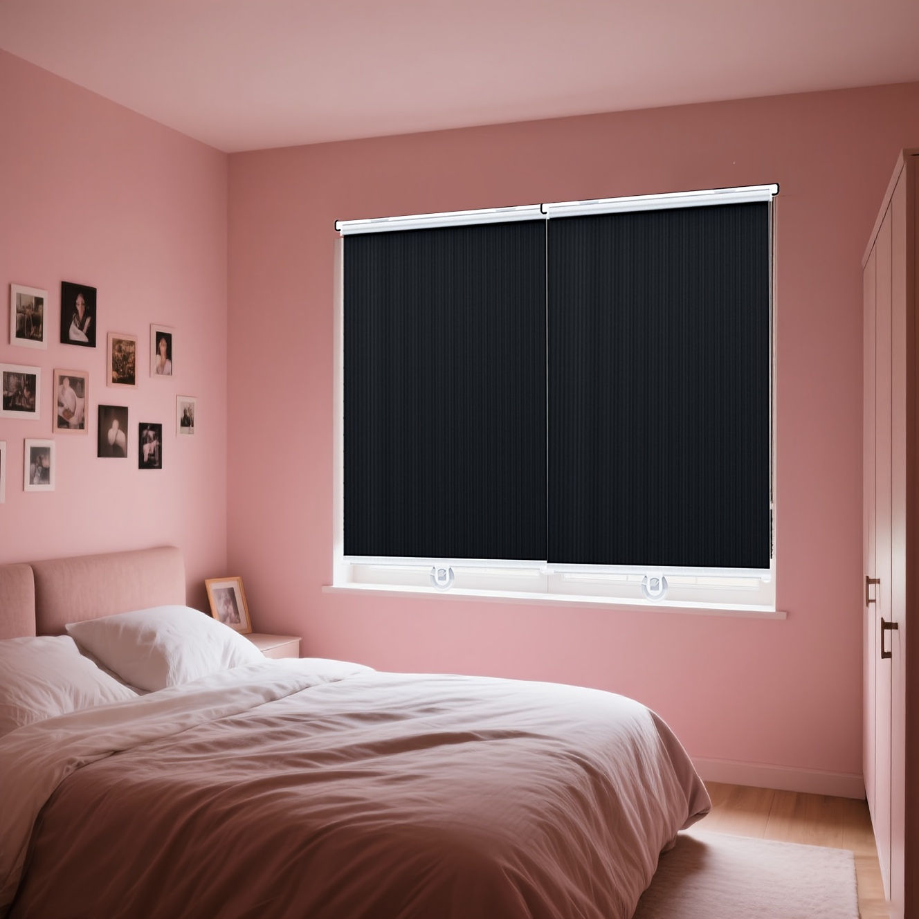 2pcs No-Drill Retractable Blackout Curtains, UV Protection Thermal Insulation Window Shades for Office Balcony Kitchen Use, Privacy and Cooling Decorative Home Accessories