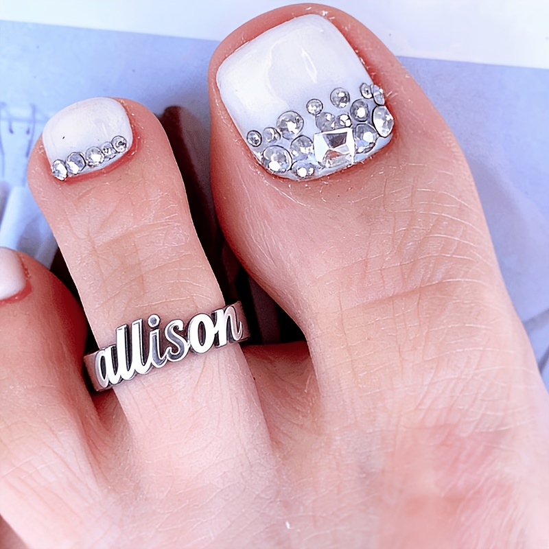 TEMU Custom Name Toe Ring Stainless Steel Jewelry Featuring Western Hip-hop Aesthetic This Versatile Piece Is Wear And For Beach Parties And Music