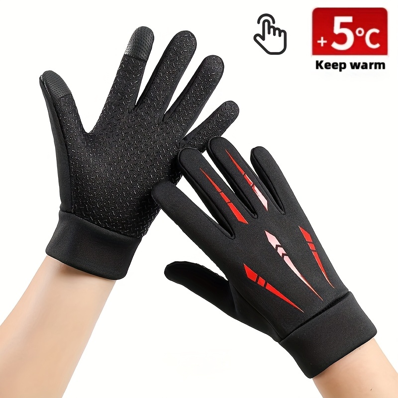 TEMU Men's Outdoor Warm Gloves For Autumn And Winter, Windproof, Cold-proof, Anti-slip, With Touch Screen Function, Suitable For Wearing When Going