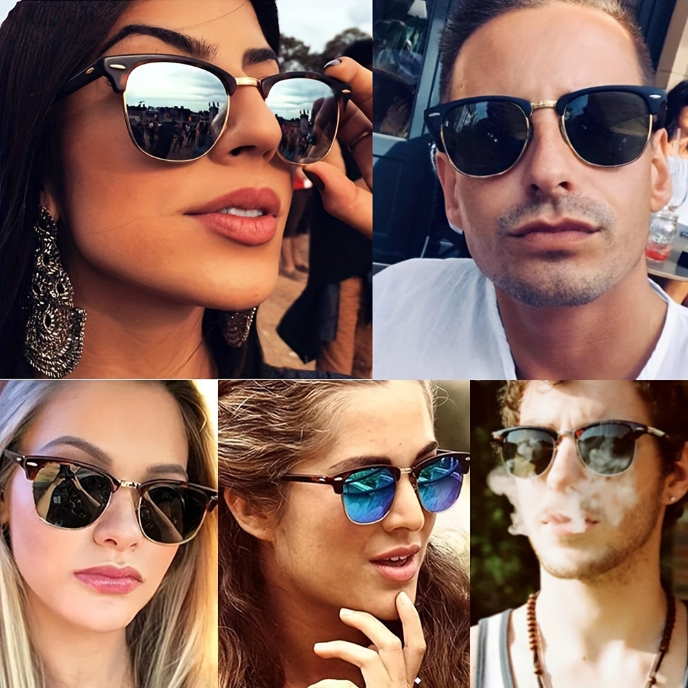 2pcs Polarized Sunglasses for Men and Women Semi-Rimless Frame Driving Sun Glasses UV Blocking,Temu