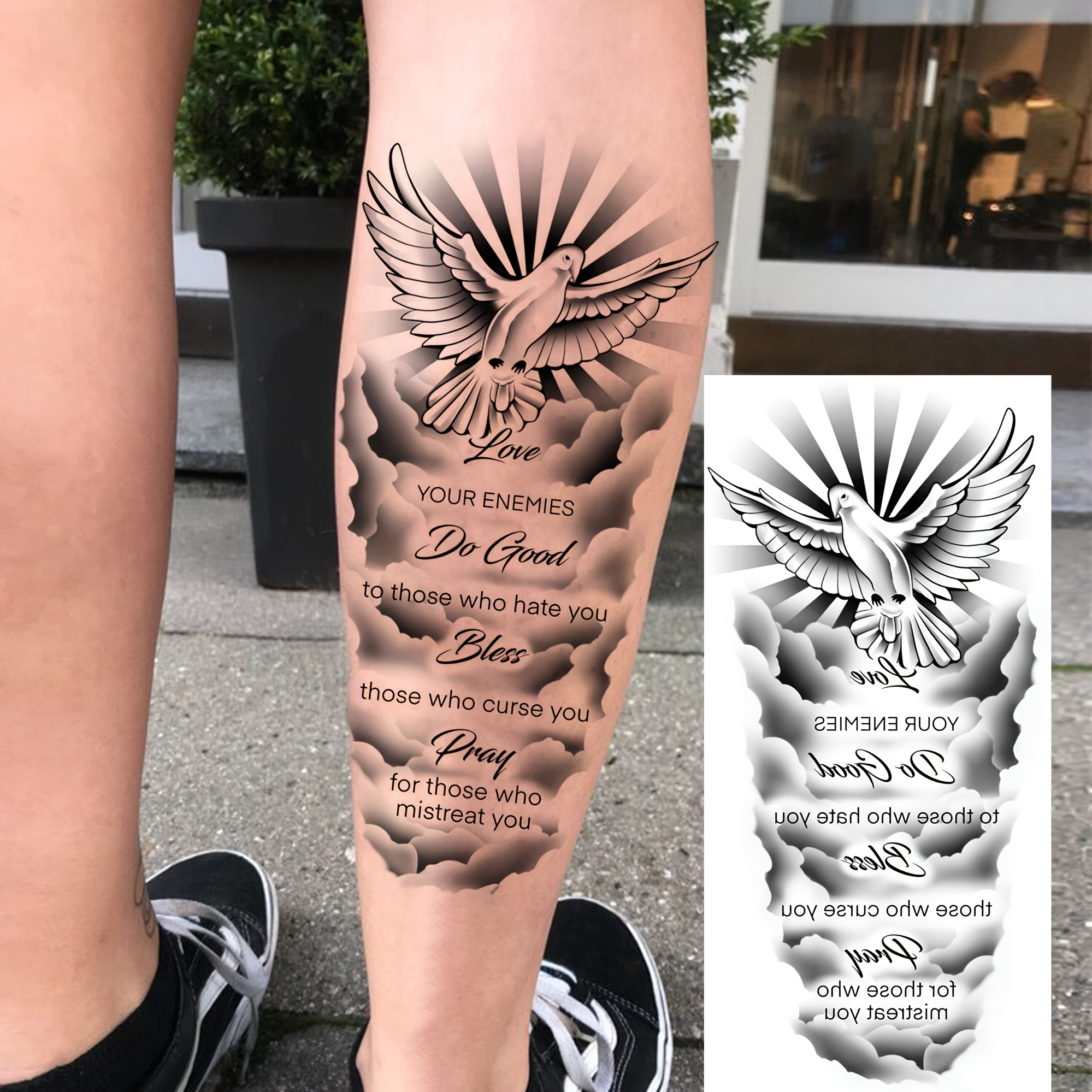 een tijdelijke tattoo van een vrededove voor vrouwen - Temu Netherlands, image size:1999x1999