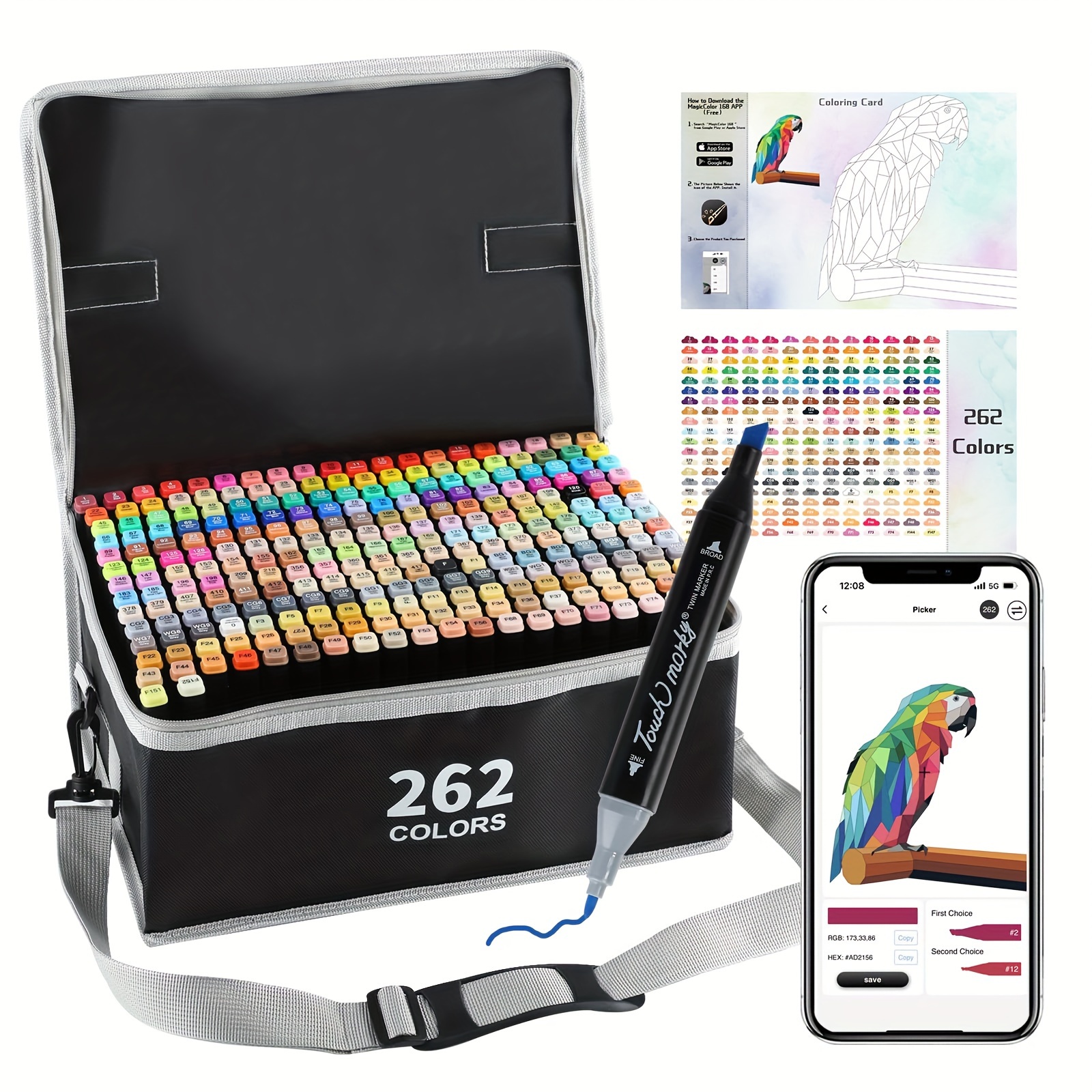 

262 Colors Markers With Free App, -based Markers For Artists, Art Markers For Painting, Coloring, Sketching And Drawing, Chisel And Fine Tip, Great Gift Idea.