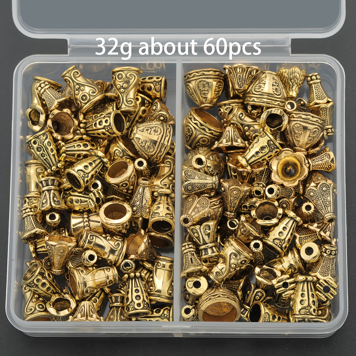 E-shop 30/60 Stück Perlen Quastenmützen | Glockenförmige, perforierte Abstandshalter mit 3D-Punkt-Muster, hochstehende Blumenhalter-Perlen,