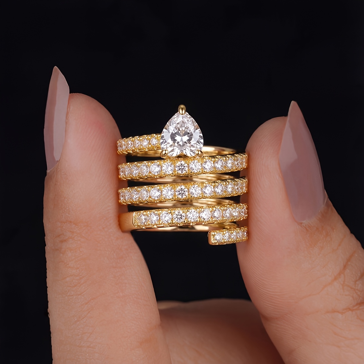 Women's Multi-Layer Heart-Shaped Ring, European Style