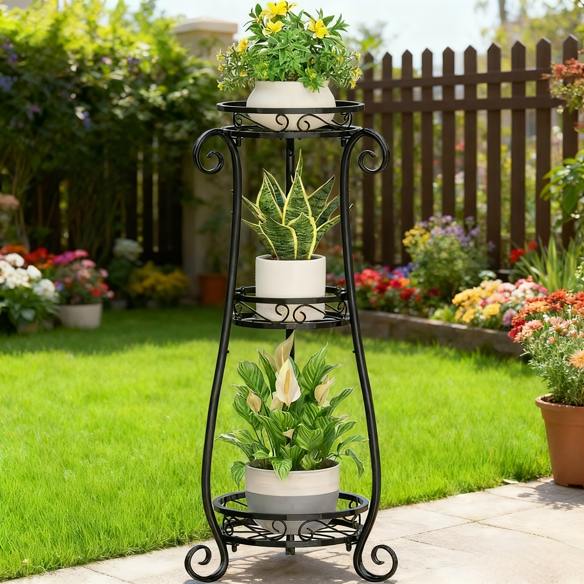TEMU Garden Flower Stand Indoor Outdoor Universal Room Floor-standing Multi-tier Planter Rack Balcony Flower Rack Heavy Duty Plant Stand, 100 Lbs