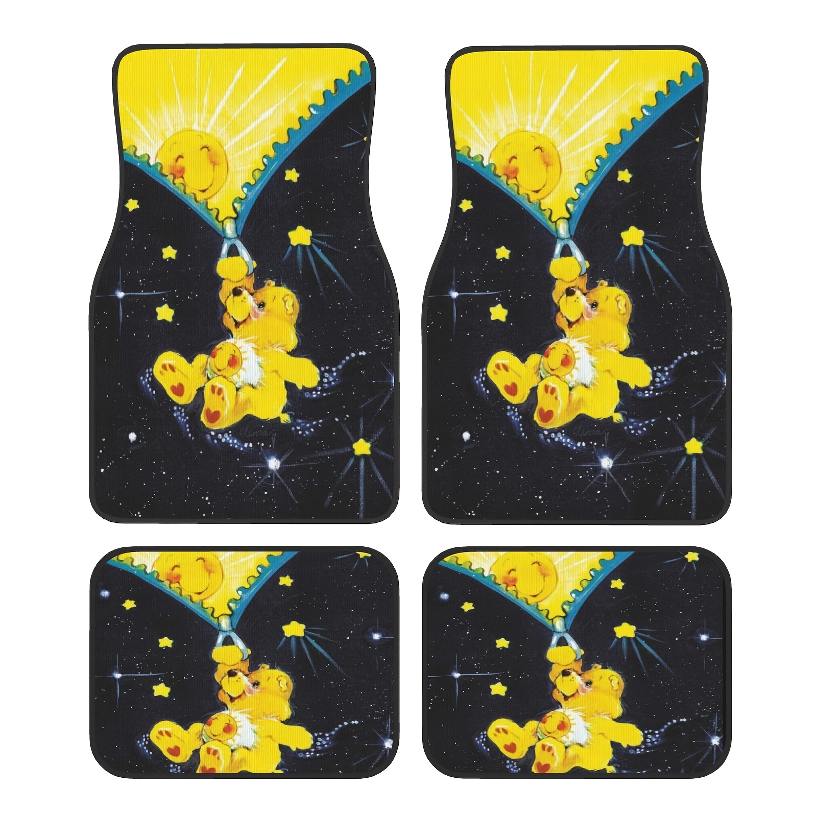 TEMU 4 Pieces Cartoon Bear Print Car Floor Mats - Universal Non-slip For All Seasons, Suitable For Cars, Suvs, And Makes A Great Christmas Gift For Men And Women