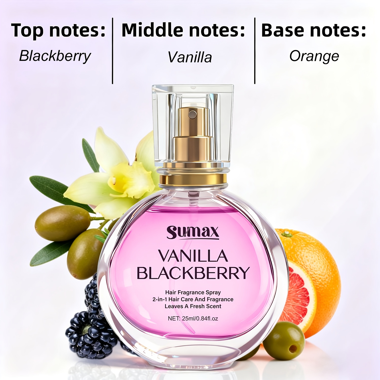 SUMAX vanilla hair spray, blackberry fragrance, hair essential oil perfume, reduce hair dryness and damage, nourish and moisturize, high-quality and lasting fragrance hair spray/body fragrance, suitable for daily/dating, an ideal gift for women