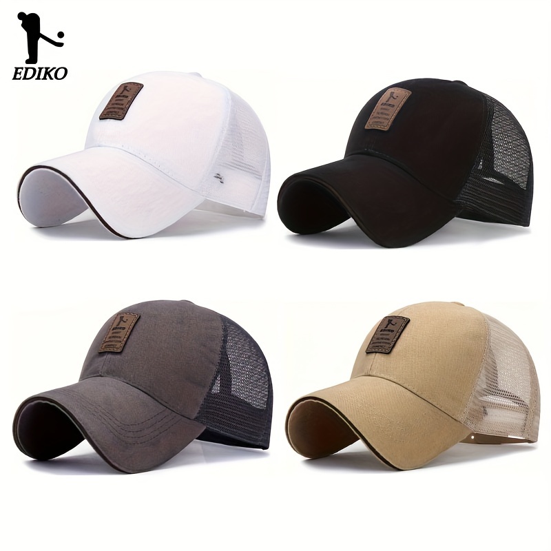 

4pc Simple Solid Color Trucker Hat, Men's Breathable Mesh Baseball Cap