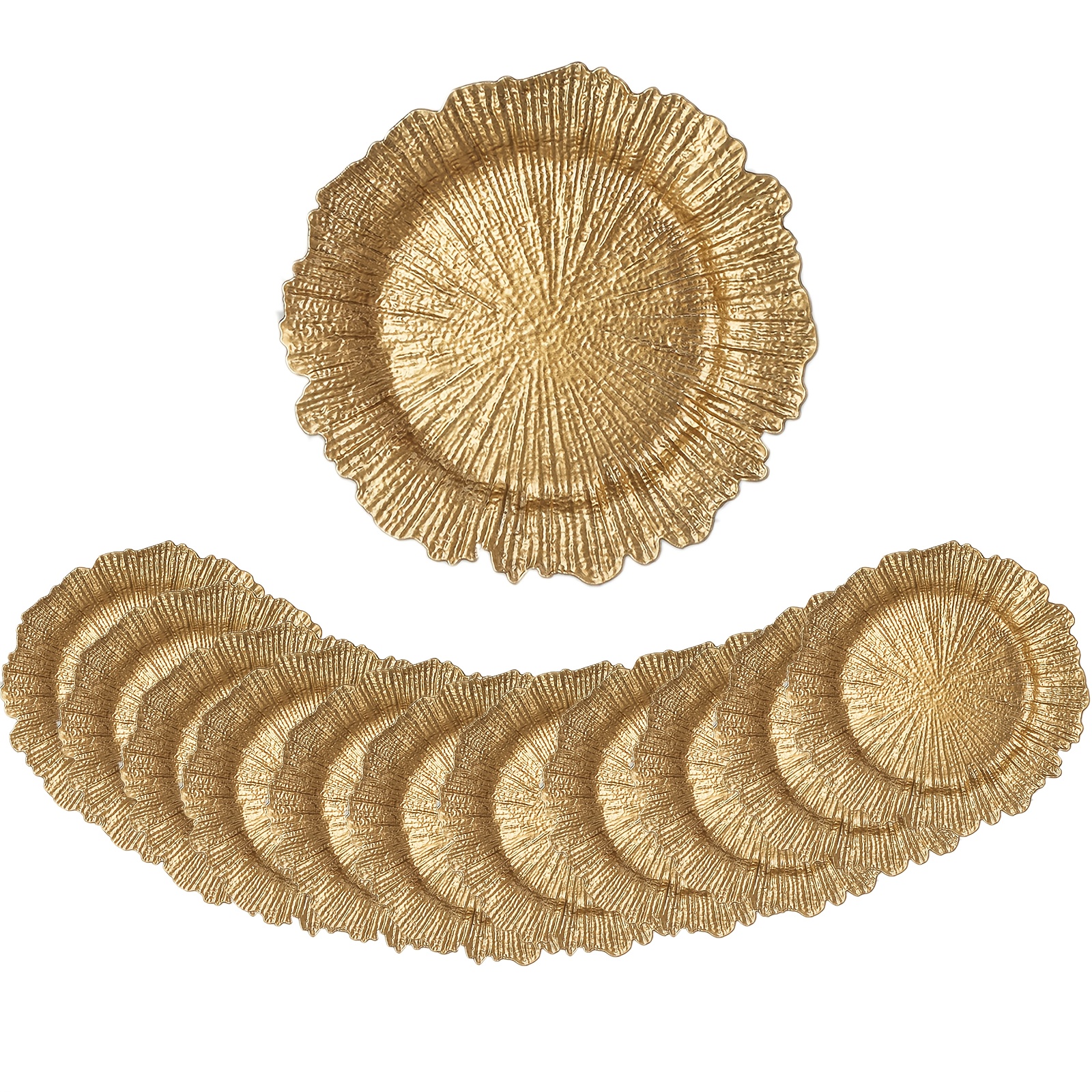 TEMU A Collection Of 12 Elegant Golden Dinner Plate , Measuring 13 Inches, Perfect For Weddings, Holidays, And Chic Table Arrangements