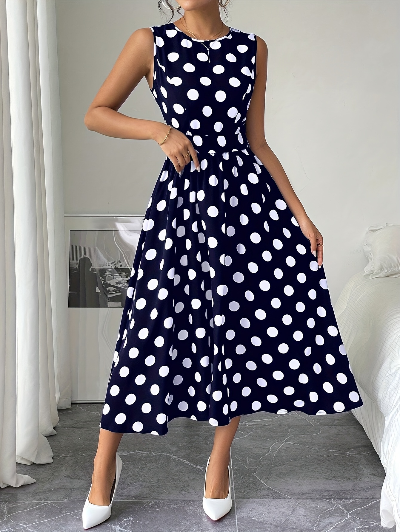 annie denim fit and flare midi dress in white Zara Black White Short Sleeve Geometric Open Back Midi Bodycon Dress S –  Brie