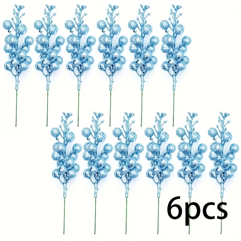 TEMU 6pcs Glitter Christmas Decorations, Golden Glitter Christmas Picks, Christmas Flowers, Christmas Tree Ornaments, Christmas Wreath Decorations,