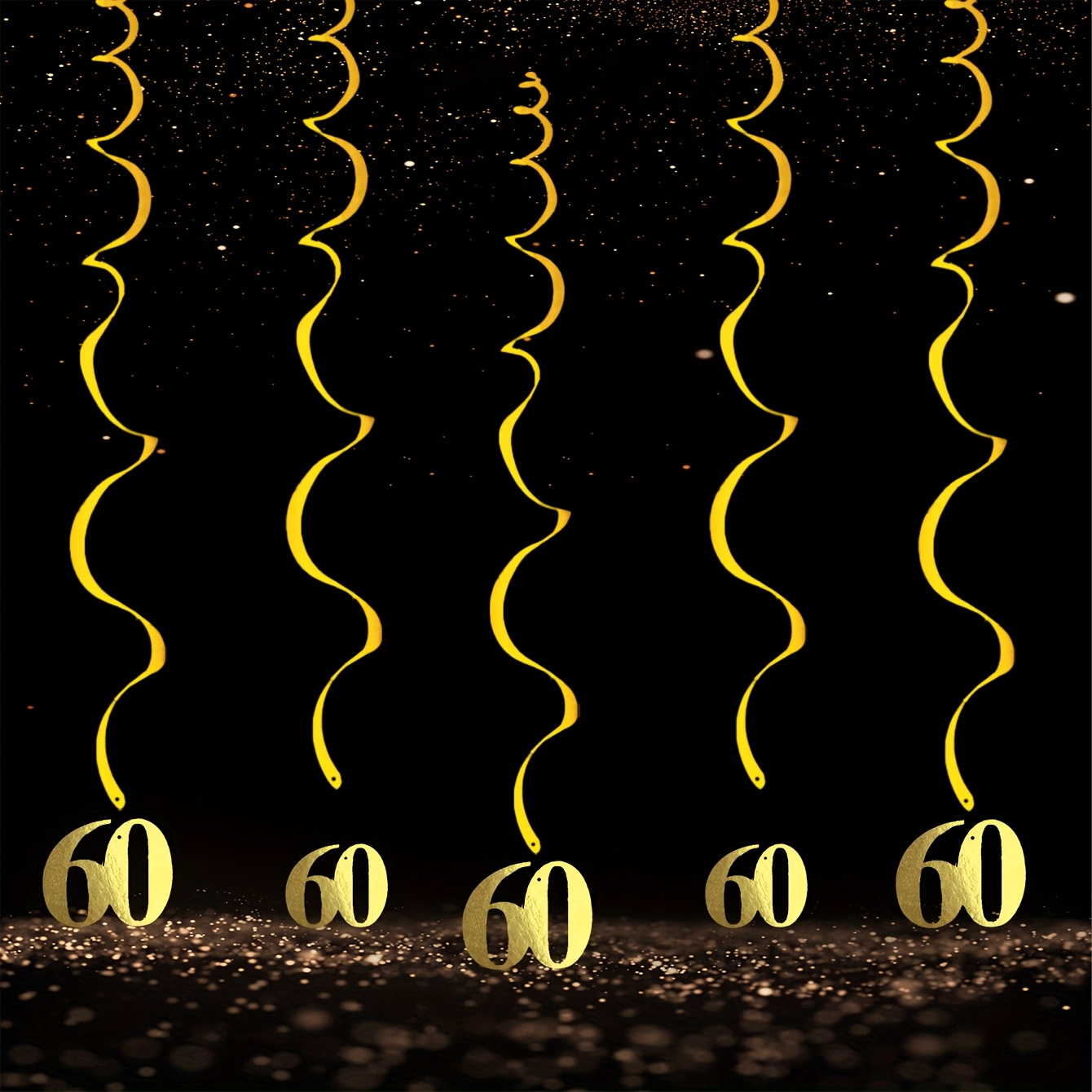 5pcs Spiral Party Decorations - Elegant & Golden Numbered Streamers For 18th, 30th, 40th, 50th, 60th Birthday & Anniversary Celebrations, Halloween Decorations & Christmas Decorations