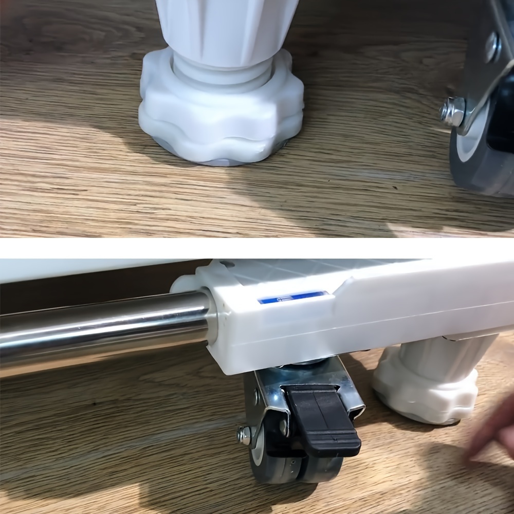 Socle pour machine à laver, longueur réglable 42 cm - 64 cm, socle pour machine à laver et réfrigérateur, charge supportée 300 kg, socle pour sèche-linge avec 4 roues, support mobile pour appareils électroménagers