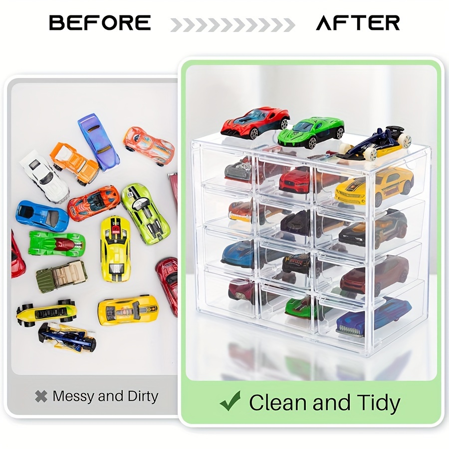 Contemporary 4tier Toy Car Storage Case For Collectors, Clear Plastic