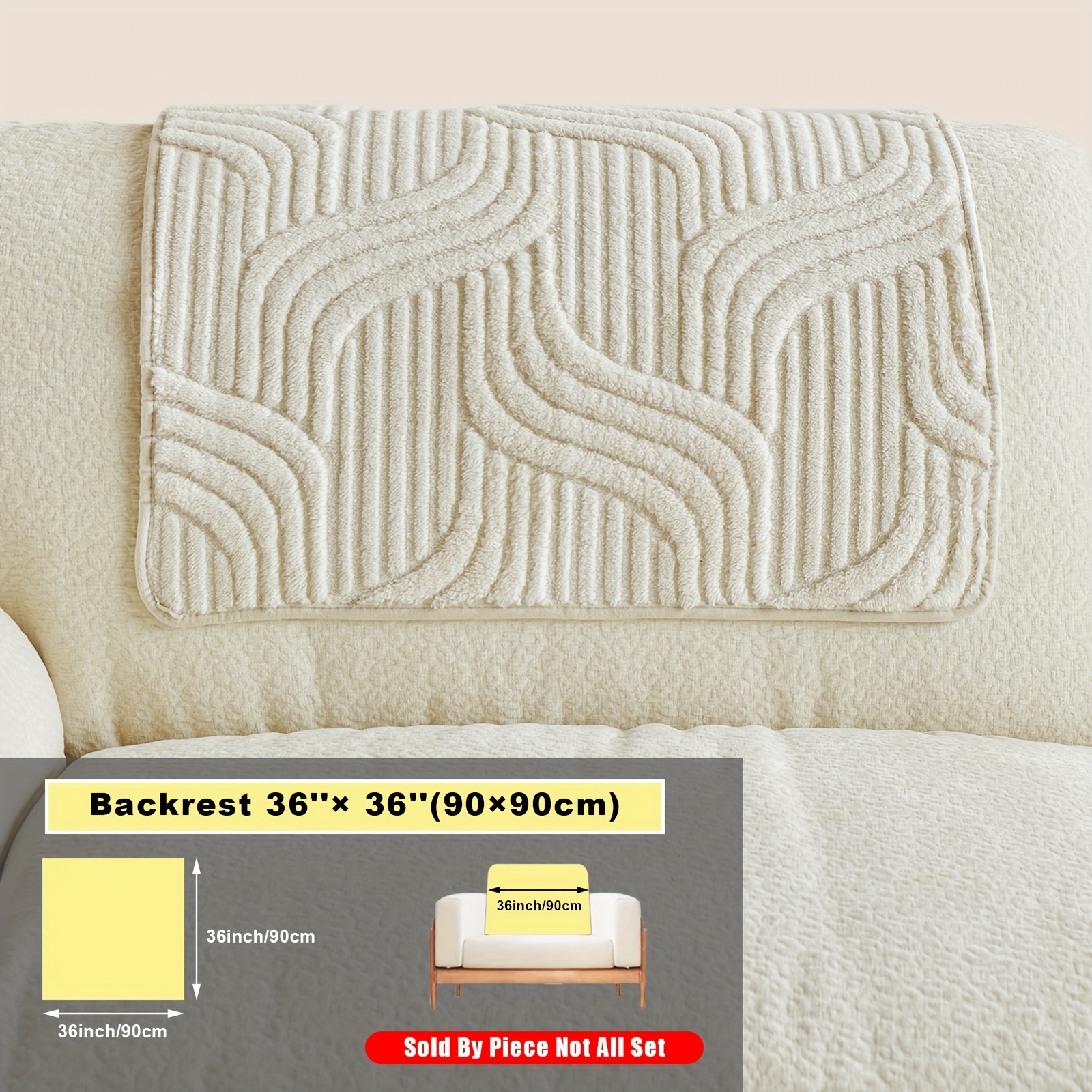 TEMU 1 pz Copridivano Jacquard Ispessita Corta in Peluche, Tessuto per , Cuscinetto Protettivo Antiscivolo per agli Animali Domestici, Schienale,