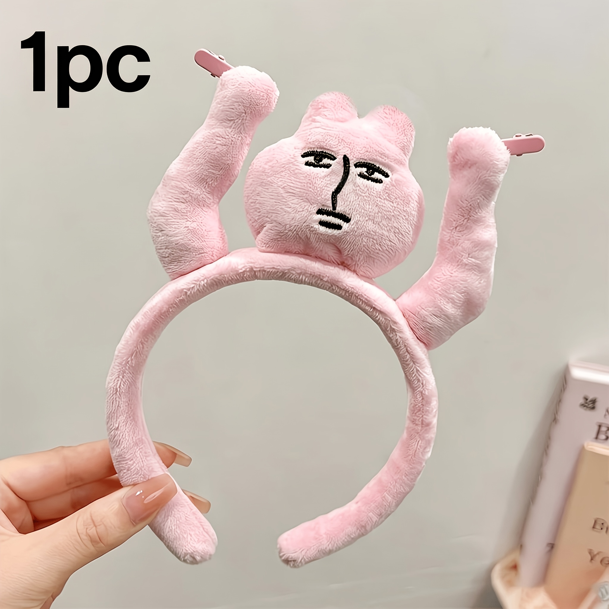 TEMU Plush Headband, Interactive Hair Accessory With Handles For Pulling, Prank Photo Prop And Hair Tie, -building Gag Gift For , Must-have Accessory