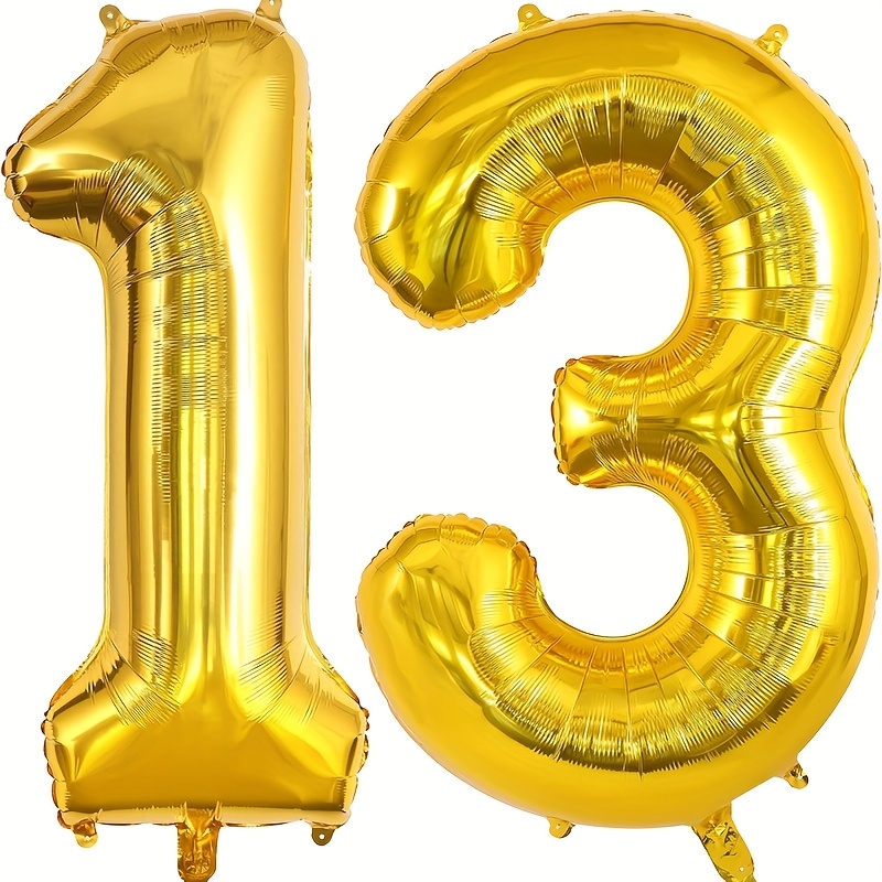 Image of 2pcs 13th Anniversary Party Foil Balloons, 32-inch Foil Balloon Set, Camping Theme Party Decorations, Graduation Bridal Gift Party Backdrop Decor, Wedding Birthday Party Decoration Supplies