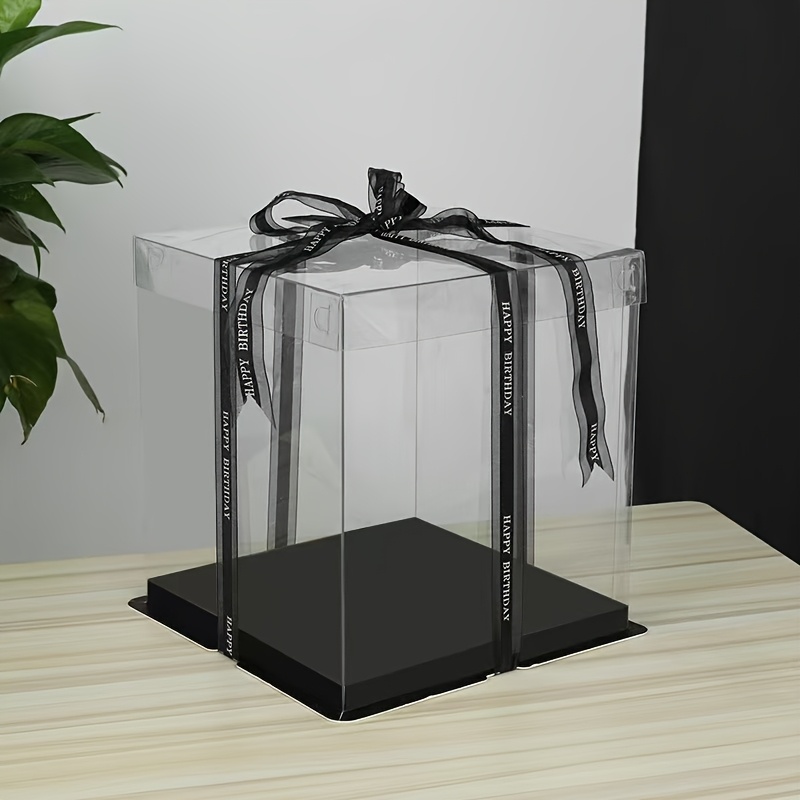 A Transparent Stemmed Gift Box, A Large Clear Container With , Suitable For Carrying Gifts, Made Of Pet Material, Ideal For Wedding Storage, And Perfect For Display At Parties And Birthdays