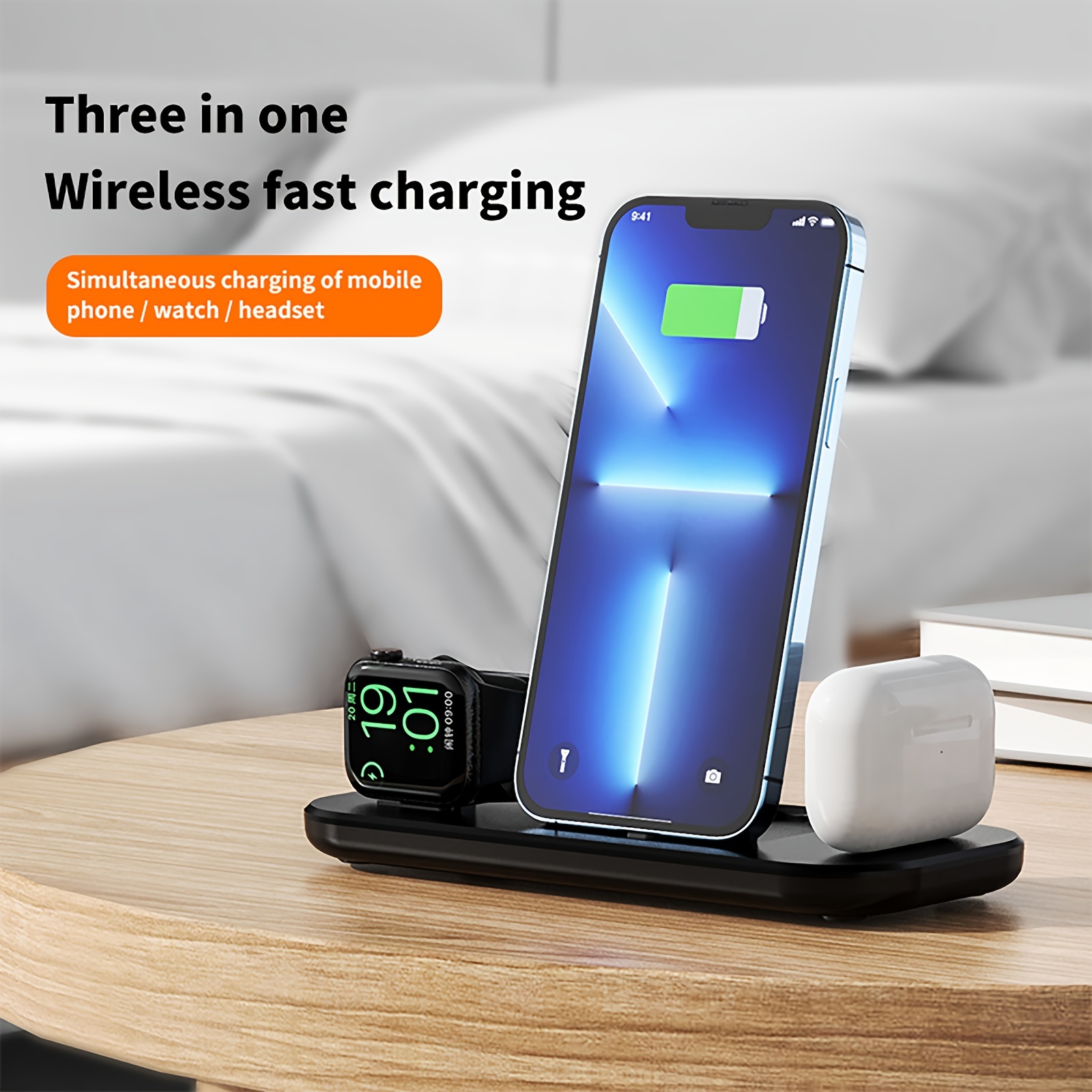 

3-in-1 Wireless Charging Station, Magnetic Foldable Travel Charger Stand 15w For Iphone 15/ Pro/max/plus 14 13 12, For Iwatch Series 9/ Utra 1, 2/ Airpods