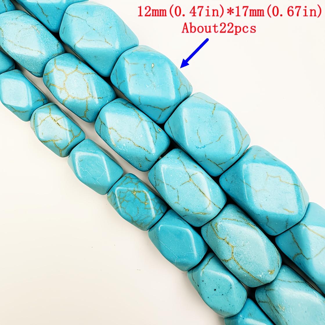 TEMU 31/21/22pcs Natural Turquoise Luxury Multi- Drilled Loose Beads, Blue Striped High-gloss Polished Handmade Beads | 8×12/10×16/12×17mm Multiple