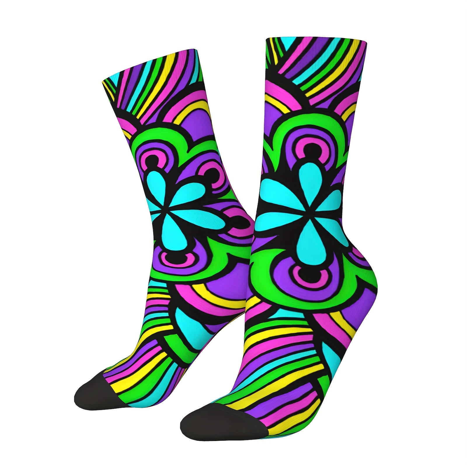 

Men' Floral Socks - Seamless, Comfortable Polyester , Casual Wear & Gifts