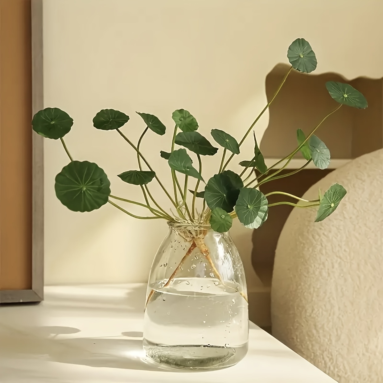 TEMU 1pc Artificial Lotus Leaf Plant Stem For Home Table & Living Room Decor, Plastic Faux Plants, Housewarming & Thanksgiving Decoration - Indoor/outdoor Greenery Without Container