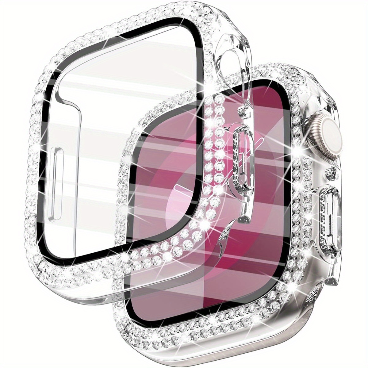 TEMU Custodia per Apple Watch 1 pz Donna con Decorazione a Strass Lucidi, , , -caduta, 2 in 1, Ultra , in Vetro Temperato, Protezione , per Serie 12
