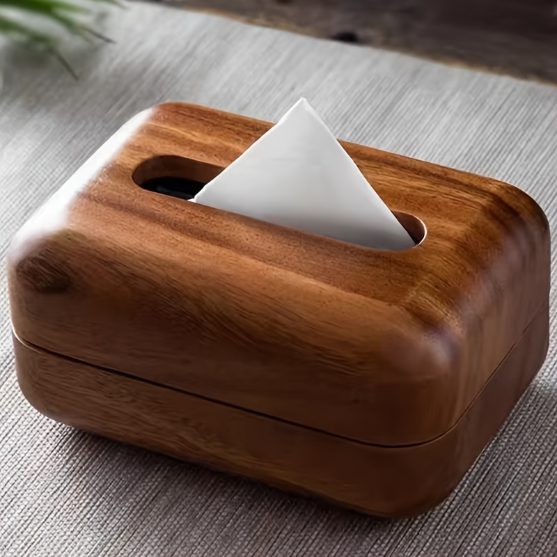 modern minimalist walnut tissue box elegant bathroom living room office decor easy replacement cover recycled wood construction space saving design for small spaces vintage home decoration storage organizer polished   durable build Product details 0