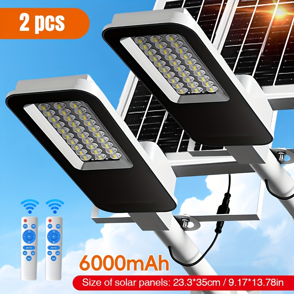 TEMU 2 Pcs/1 Pc- Solar Street Lights, High Brightness Led Wall Lights, Home Outdoor Lawn Lights, In 4000mah And 6000mah Options, Wide Applications -