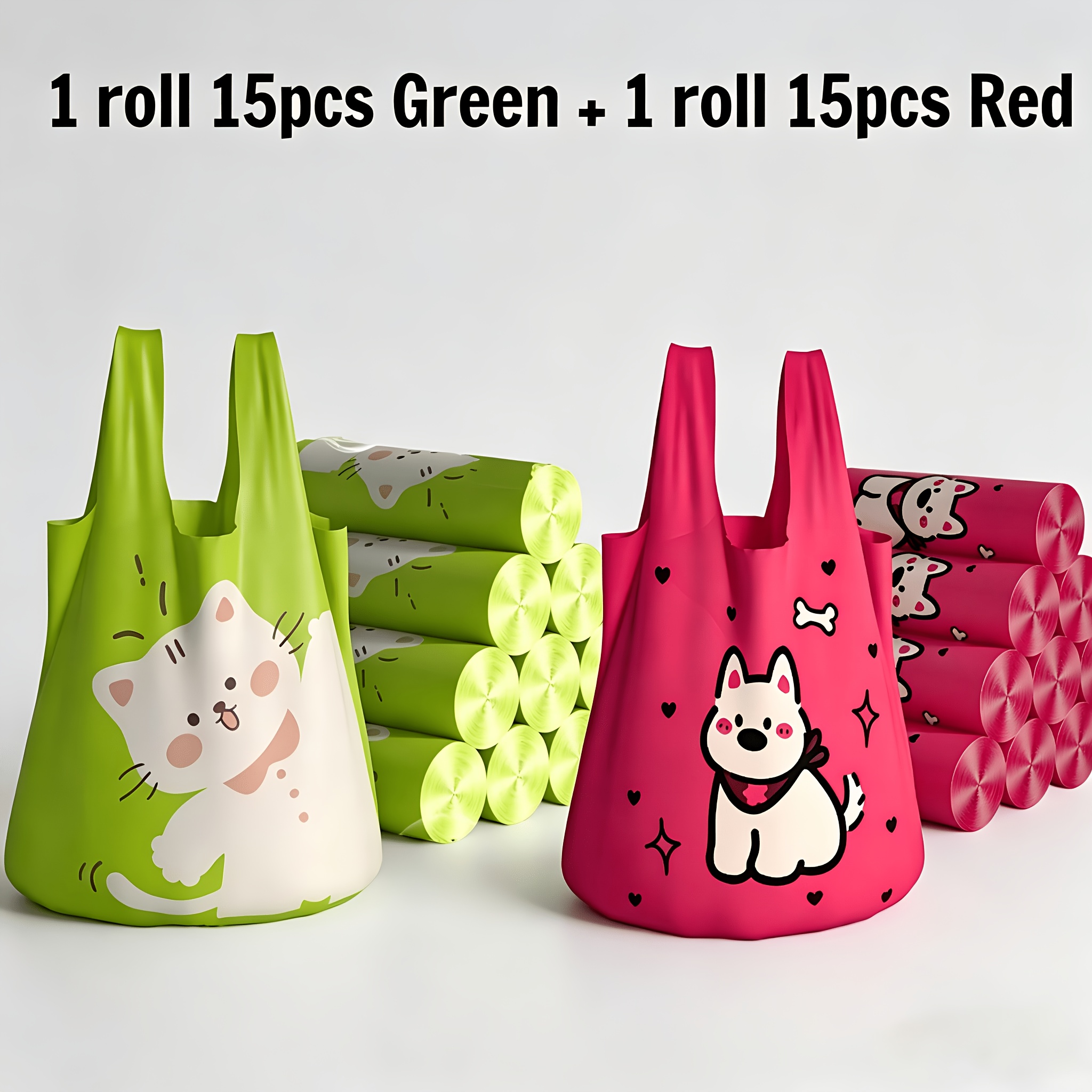 TEMU 2 Volumes, 30pcs, 2 Styles Of Vest-type Garbage Bags, Made Of Mugwort And Samoyed, Suitable For Kitchen Waste, Large Size, Thickly Printed