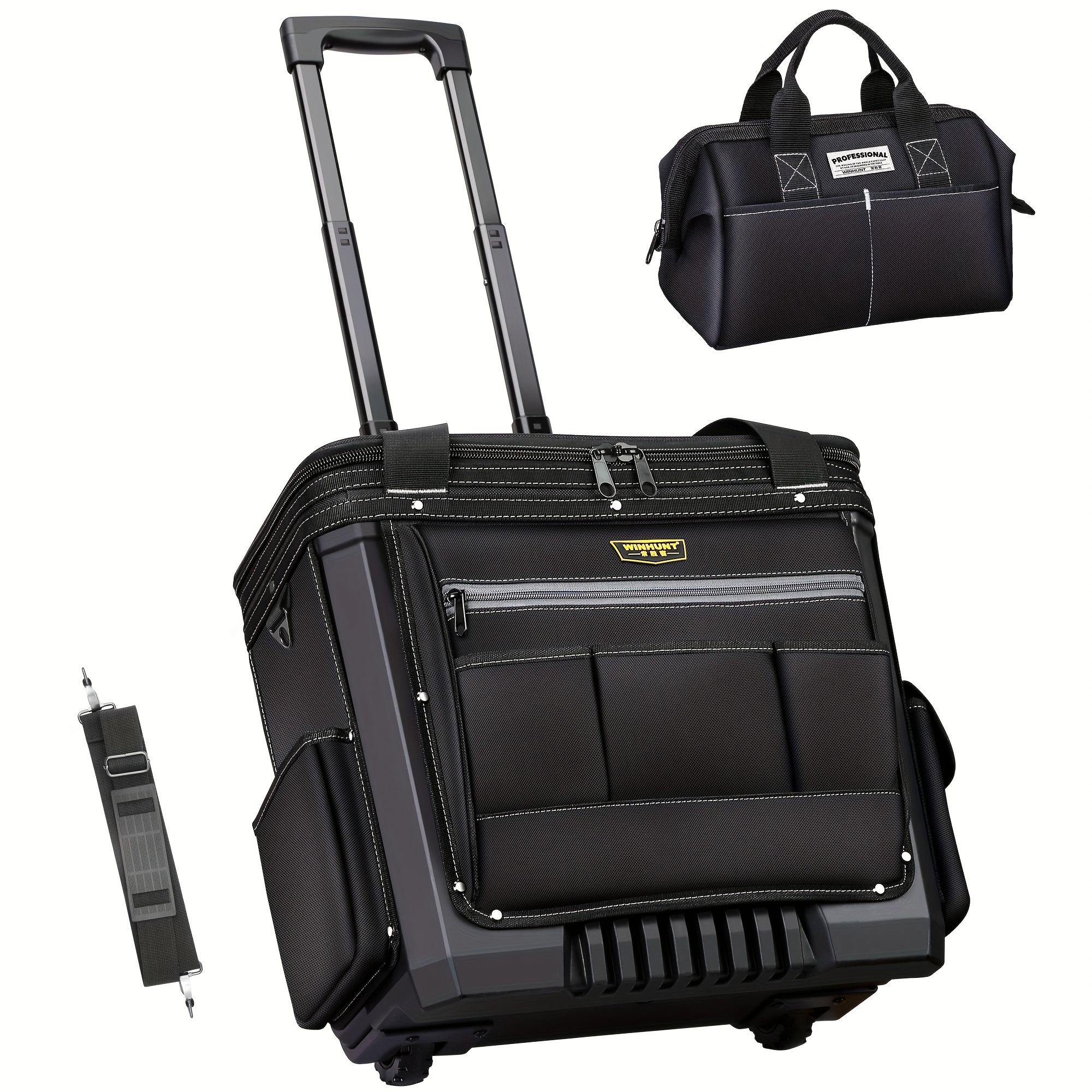   50.8cm 58 Litre Tool Bag with Wheels - Black,   Transport, Workshop Organization, Rugged Design, Durable Construction, Reinforced Fabric, Highcapacity Storage, Utility Cart, Rolling Toolbox,  , Professional  