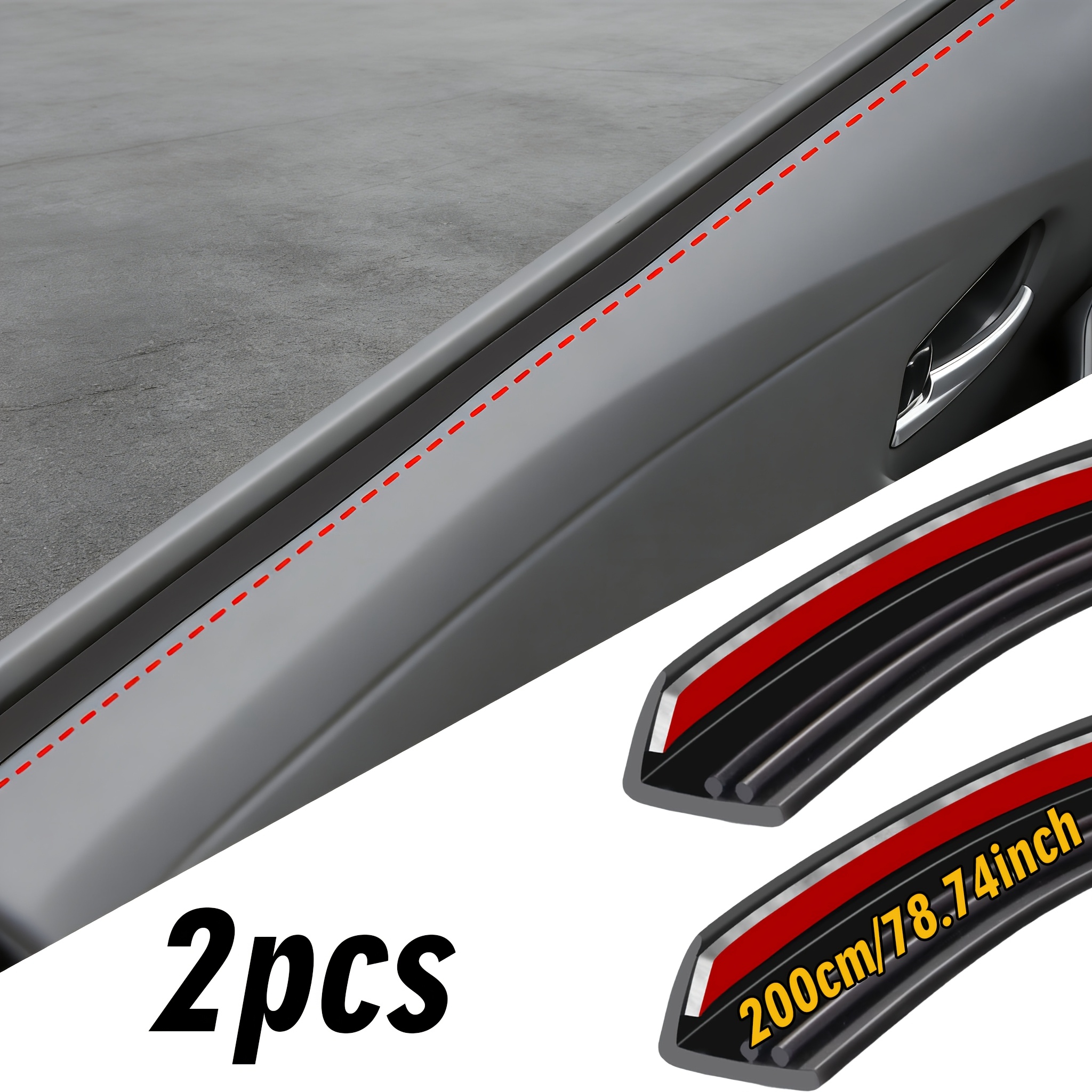 TEMU 2 78.74-inch V-shaped Window Sealing Strips, Universal Type, Self-adhesive Rubber Strips, For Car Windows, Waterproof, Dustproof, Soundproof And